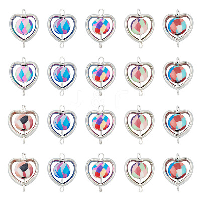 20Pcs Polymer Clay Heart & CCB Frame Links Connector Charms CLAY-TADJ0001-07-1
