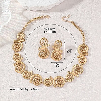 Alloy Vortex Link Chain Necklaces & Stud Earring Sets for Women FS-WG65950-01-1