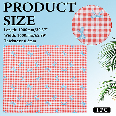 Bowknot & Tartan Pattern Cotton Fabric DIY-WH0890-31A-1