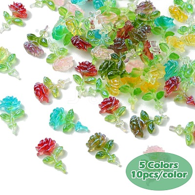 50Pcs 5 Colors Transparent Resin Decoden Cabochons RESI-YW0001-66-1