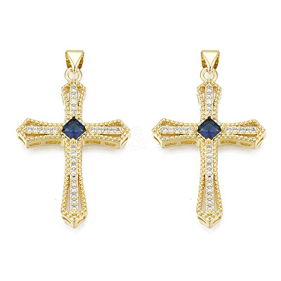Brass Micro Pave Cubic Zirconia Pendants KK-N227-86D-1