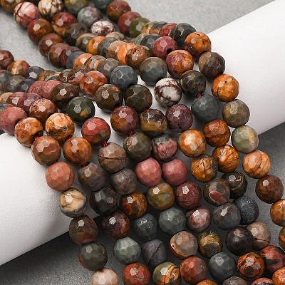 Natural Polychrome Jasper/Picasso Stone/Picasso Jasper Beads Strands G-E571-25A-1