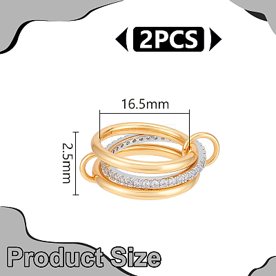 2Pcs Stainless Steel Micro Pave Cubic Zirconia Finger Rings RJEW-UN0003-10B-1
