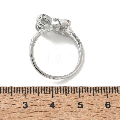 Brass Micro Pave Cubic Zirconia Cuff Open Rings RJEW-C163-17P-1