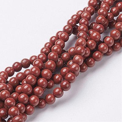 Natural Red Jasper Round Beads Strands GSR4mmC011-1