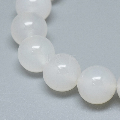 Natural White Agate Beads Strands G-D0005-27-10mm-1