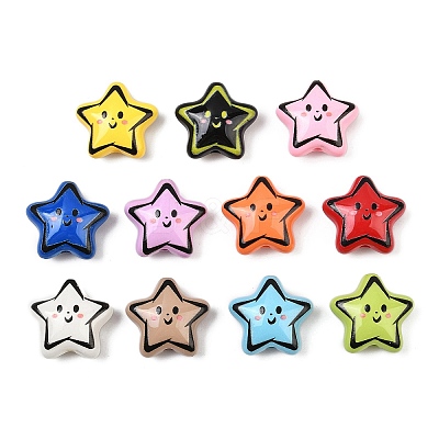 Printed Opaque Acrylic Beads OACR-P035-01A-M-1