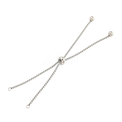 Non-Tarnish Adjustable 304 Stainless Steel Box Chain Slider Bracelet Making MAK-L038-001P-05-1