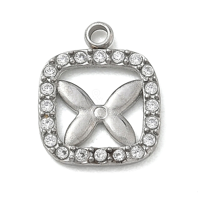 304 Stainless Steel with Crystal Rhinestone Charms RB-CBA8719-01A-P-1