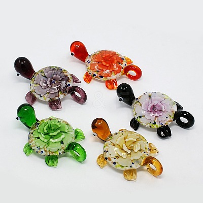 Handmade Inner Flower Gold Sand Lampwork Pendants X-LAMP-I002-M-1