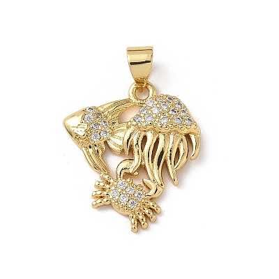 Brass Micro Pave Cubic Zirconia Pendants KK-D502-28B-G-1