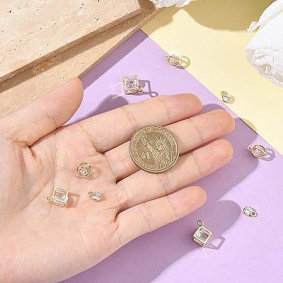 3Pcs 3 Styles Brass Micro Pave Clear Cubic Zirconia Charms Pendants ZIRC-YW0001-35-1