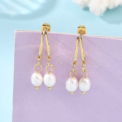 Natural Cultured Freshwater Pearl Dangle Earrings EJEW-JE07383-1