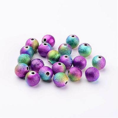 Colorful Round Spray Painted Acrylic Beads Mix X-PB25P9284-1