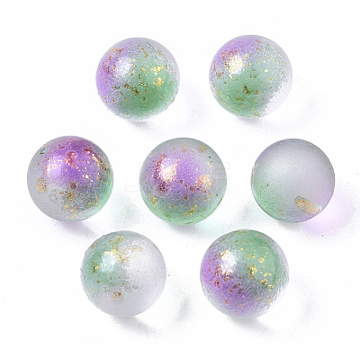 Transparent Spray Painted Frosted Glass Beads GLAA-N035-05A-05-1