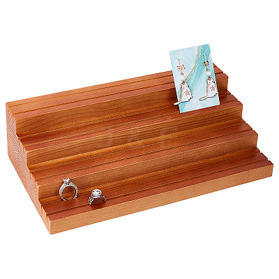 4-Tier Wood Jewelry Earring Display Card Display Risers ODIS-WH0025-179B-02-1