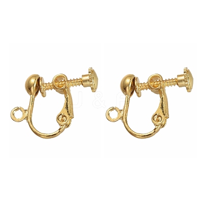 Brass Clip-on Earring Findingsfor non-pierced Ears X-EC143-NFG-1