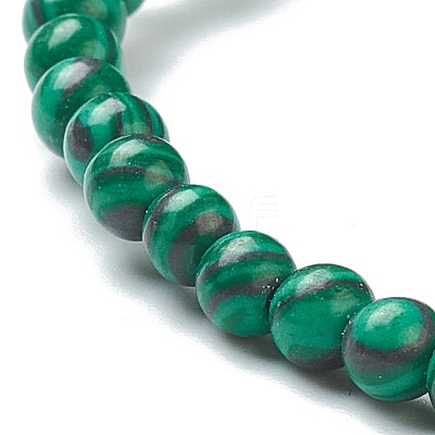 Synthetic Malachite Beaded Stretch Bracelets BJEW-D446-A-16-1