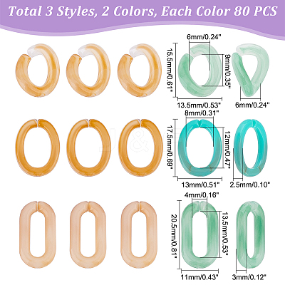 480Pcs 6 Style Acrylic Linking Rings OACR-DC0001-02-1