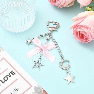 Alloy Rhinestone & Glass & CCB Plastic & Polyester Pendant Decorations HJEW-YW00504-1