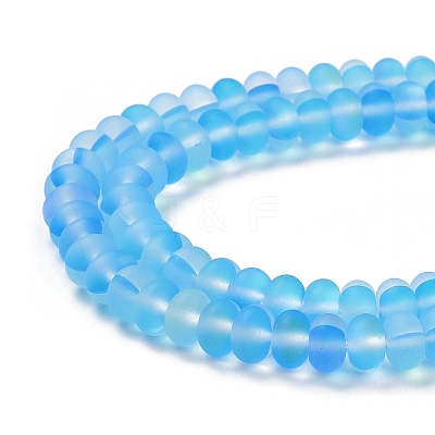 Frosted Transparent Glass Beads Strands X-FGLA-M002-01B-1