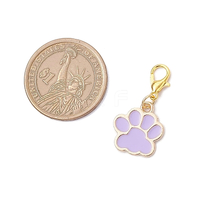 Alloy Enamel Dog Paw Print Pendant Decorations X-HJEW-JM03746-1
