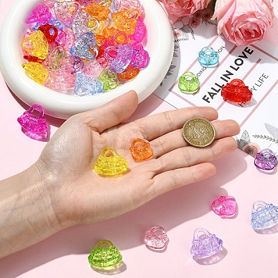 60Pcs 2 Styles Transparent Acrylic Pendants TACR-YW0003-38-1