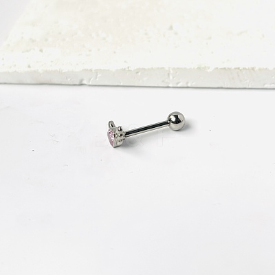 Angel Wing Heart 316L Surgical Stainless Steel Pave Cubic Zirconia Tongue Rings FS-WG901EE-05-1