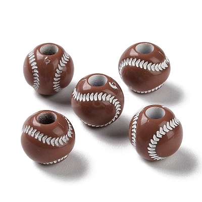 Spray Printed Opaque Acrylic European Beads SACR-P031-25C-02-1