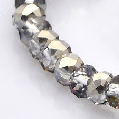 Half Plated Faceted Rondelle Electroplate Glass Beads Strands GLAA-A024C-HP04-1