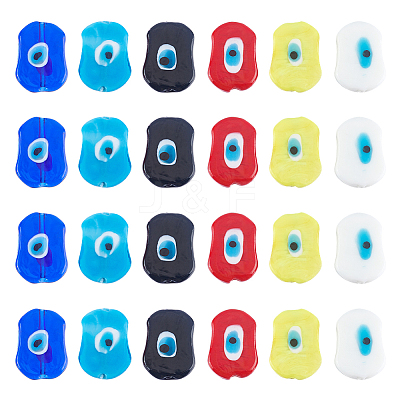 24Pcs 6 Colors Handmade Evil Eye Lampwork Beads LAMP-NB0001-77-1