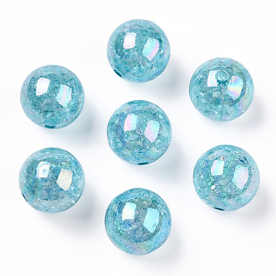 AB Color Transparent Crackle Round Acrylic Beads CACR-S006-04-1