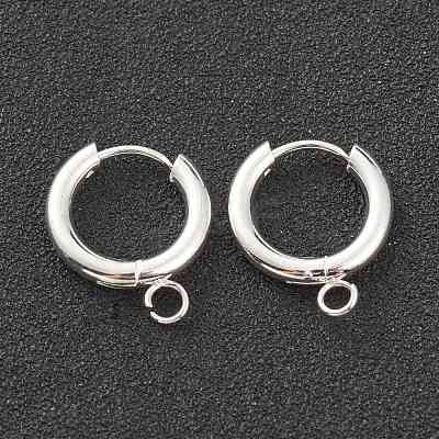201 Stainless Steel Huggie Hoop Earring Findings STAS-P283-01B-S-1