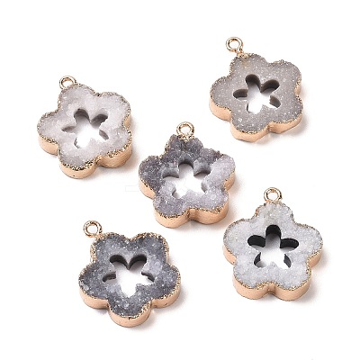 Natural Druzy Agate Pendants G-T131-24-1