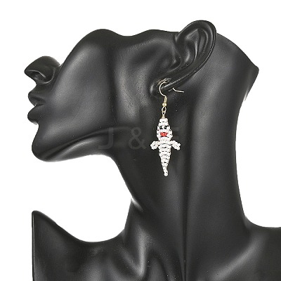 Halloween Glass Seed Bead Dangle Earrings EJEW-MZ00769-02-1