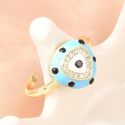 Brass Micro Pave Cubic Zirconia Cuff Open Rings for Women RJEW-K264-16G-1