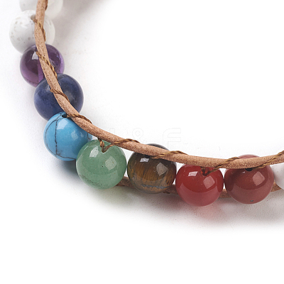 Natural Howlite Cord Beaded Bracelets BJEW-E351-02A-1