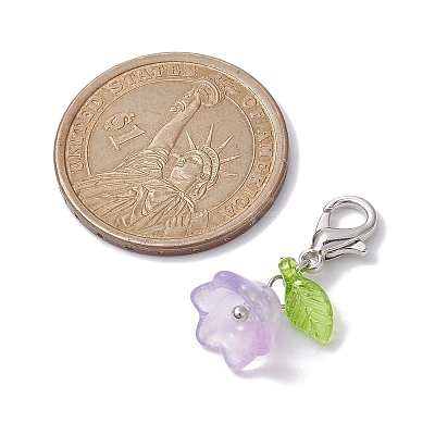 5Pcs Flower & Leaf Acrylic Pendant Decorations HJEW-JM01365-01-1