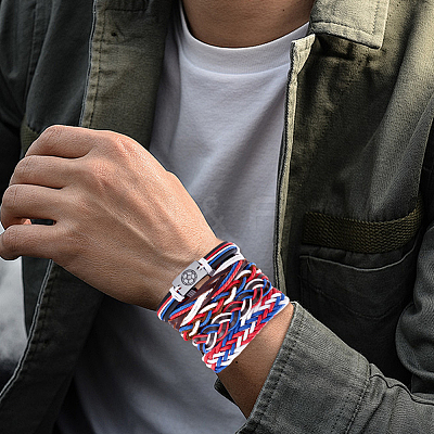 Leather Cord Braided Bracelets Set for Men Women BJEW-CL0001-43A-1