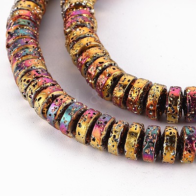 Electroplated Natural Lava Rock Beads Strands LS-G-T114-69C-1
