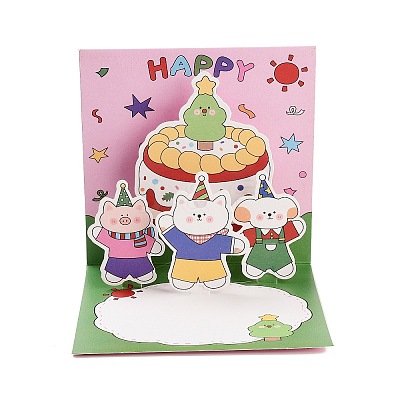 Square 3D Pop Up Paper Greeting Card AJEW-P123-A02-1