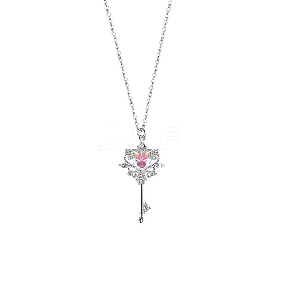 Key 925 Sterling Silver Micro Pave Cubic Zirconia Pendant Necklaces FS-WG0FCDD-02-1