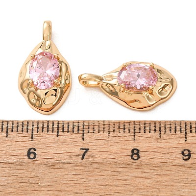 Brass Pave Pearl Pink Cubic Zirconia Pendants KK-A304-16G-1