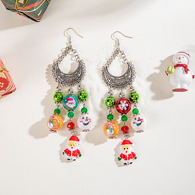 Christmas Theme Alloy Resin Dangle Earrings FS-WG67CC3-01-1