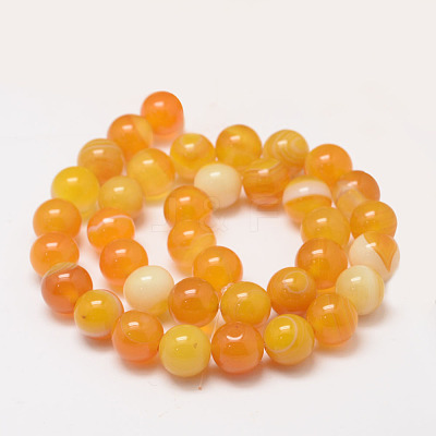 Natural Striped Agate/Banded Agate Bead Strands X-G-K155-A-10mm-06-1