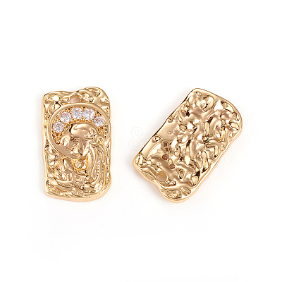 Brass Micro Pave Clear Cubic Zirconia Pendants KK-I666-03G-1