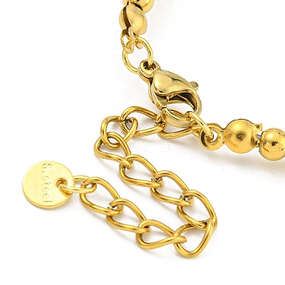 304 Stainless Steel & 201 Stainless Steel Round Beaded Bracelets for Women BJEW-G717-03A-GP-1