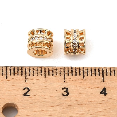 Brass Micro Pave Cubic Zirconia Beads KK-C155-21G-1