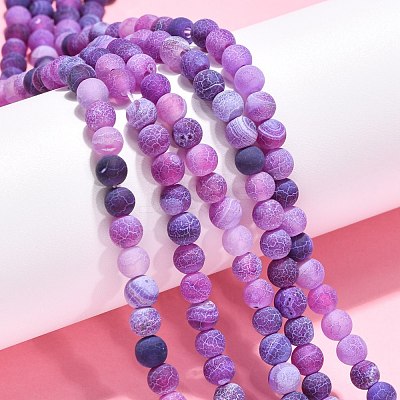 Natural Crackle Agate Beads Strands G-G055-6mm-8-1