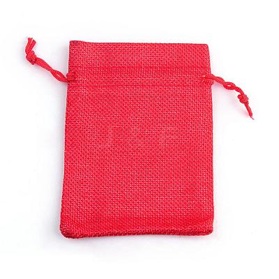 Polyester Imitation Burlap Packing Pouches Drawstring Bags ABAG-R005-9x7-18-1